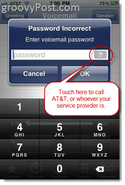 „iPhone“ klaida „Žinutė„ Neteisingas slaptažodžio įvedimas balso pašto slaptažodis “