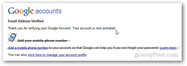 „Google“ paskyros el. pašto adresas patvirtintas