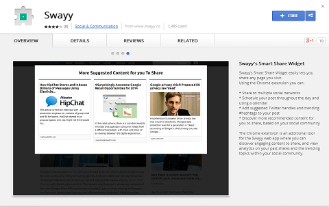 „Swayy“ taip pat turi „Google Chrome“ plėtinį, kad būtų lengviau dalytis turinio atradimais.