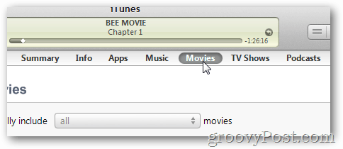 spustelėkite „iTunes“ mygtuką filmai