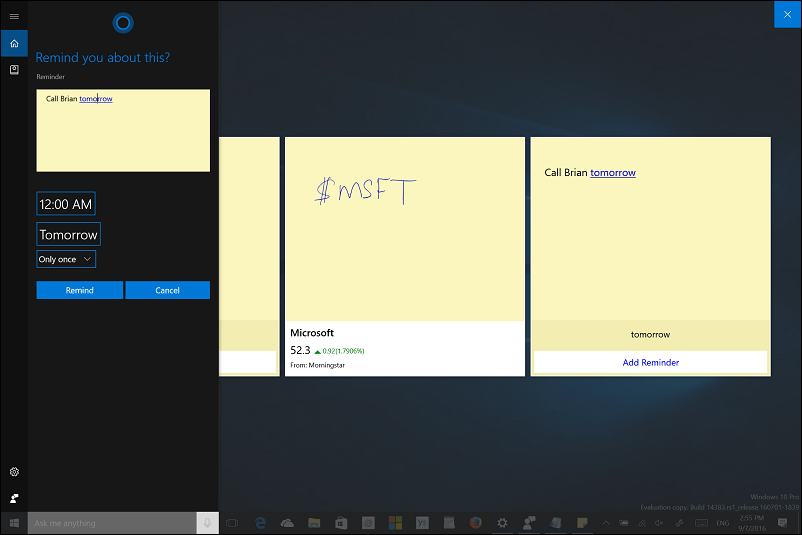 „Windows 10“ jubiliejaus atnaujinimo patarimas: naudokite rašalą su lipniais užrašais ir „Cortana“