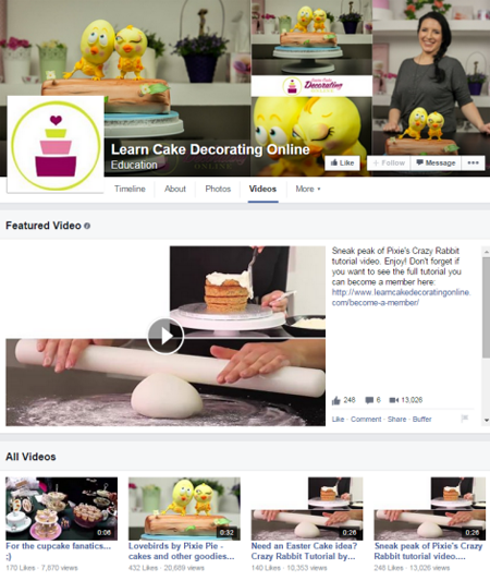 mokykitės tortų dekoravimo internetiniuose „Facebook“ vaizdo įrašuose