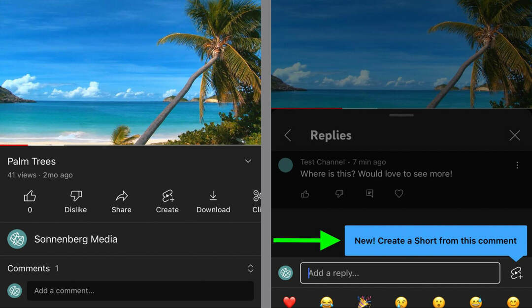 kaip-atsakyti-į-youtube-komentarus-su šortais-pasirinkti-palieskite-komentaro-piktogramą-atsakyti-iššokantis-šortai-piktograma-trigger-shorts-creation-workflow-sonnenbergmedia-example-2-