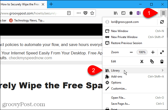 Pasirinkite „Firefox for Windows“ biblioteką