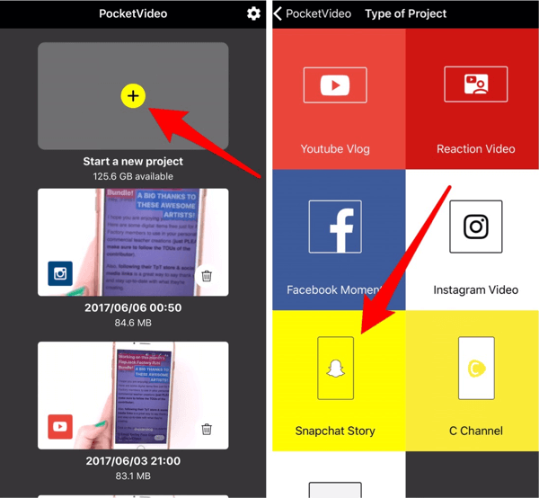 Norėdami sukurti „Instagram“ istorijos turinį, palieskite „Snapchat Story“.