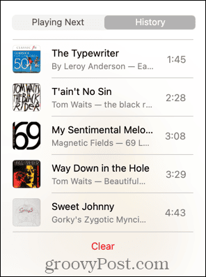 Apple muzikos istorijos sąrašas mac