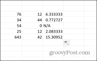 Excel formulės rezultatai