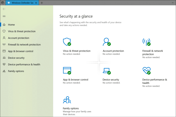 „Windows Defender“ saugos centro sklandaus dizaino atnaujinimas
