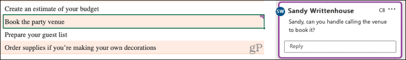 Peržiūrėkite komentarą „Excel“ internete