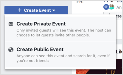 Sukurkite išskleidžiamojo sąrašo „Įvykiai“ parinktis „Facebook“ įvykių puslapyje