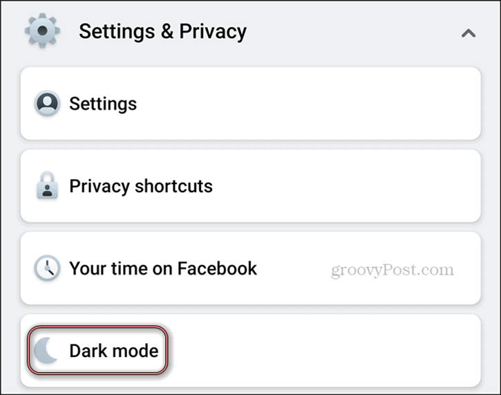 „Facebook“ tamsus režimas „Android“ nustatymai Privatumas Tamsi režimas