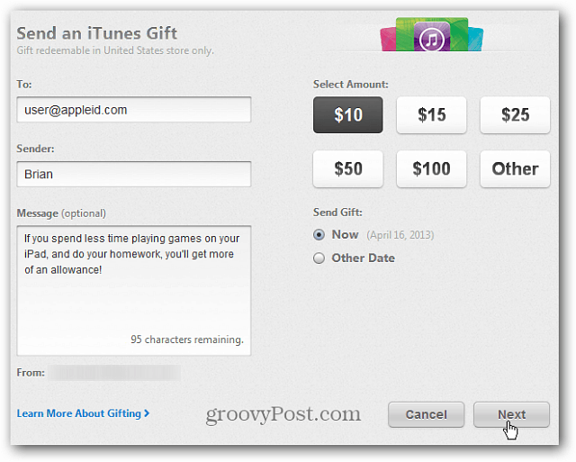 Kaip siųsti virtualias „iTunes“ dovanų korteles iš „iTunes“ ar „iOS“ įrenginių