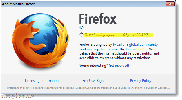 „Firefox 4“ atsisiuntimo naujinimas