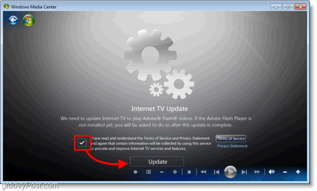 „Windows 7 Media Center“ - įdiekite interneto TV naujinį