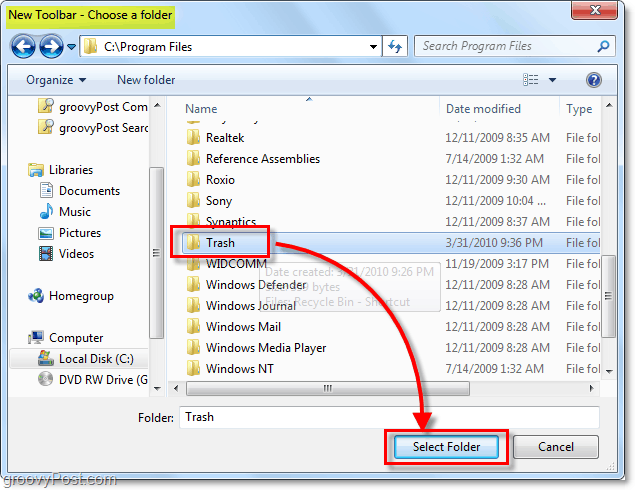 Kaip prisegti visiškai funkcinę šiukšliadėžę „Windows 7“ užduočių juostoje