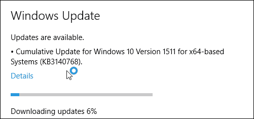 „Windows 10“ kaupiamasis atnaujinimas KB3140768