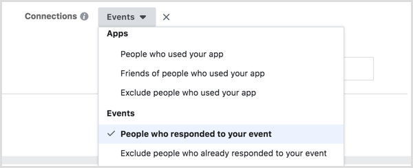 nukreipkite „Facebook“ skelbimus į žmones, kurie atsiliepė į įvykį