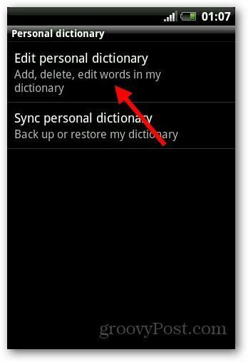 Pridėti žodyną „Android 5“