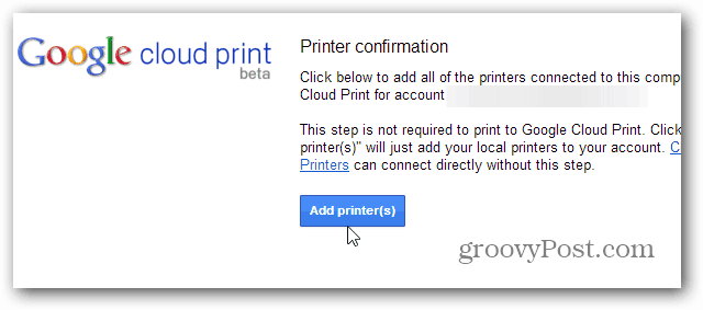 Pridėti „PRinters“ spausdinimą iš debesies