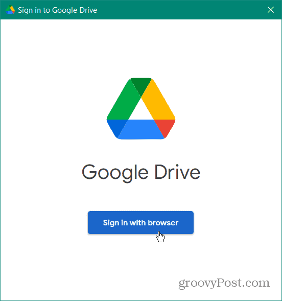  prisijunkite, pridėkite „Google“ diską prie failų naršyklės