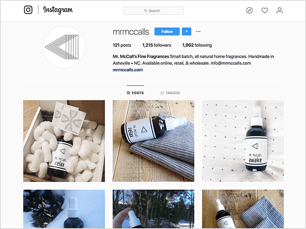 Taileris Dž. McCallas turėjo „Instagram“ profilį produktui, kurį anksčiau pardavinėjo, - p. McCallo „Fine Fragrances“.