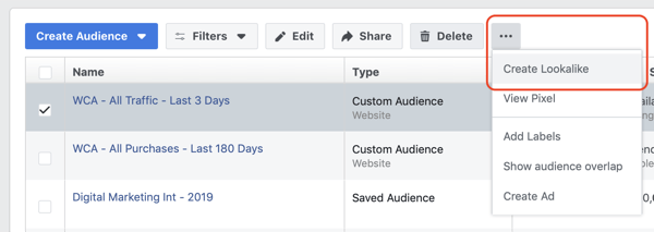 Sukurkite „Facebook“ panašios auditorijos tinkintus svetainės lankytojus, 2 žingsnis.