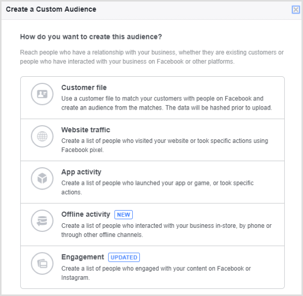 facebook sukuria puslapio įtraukimo pasirinktinę auditoriją