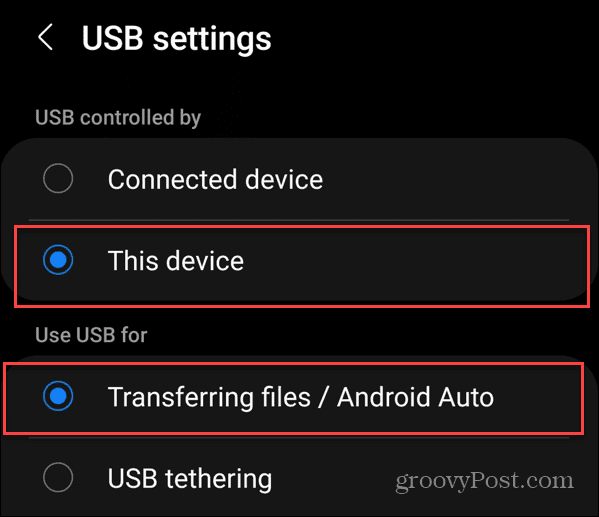 Perkelkite nuotraukas iš Android į USB diską
