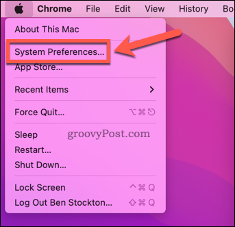 Atidarykite sistemos nuostatas „Mac“.