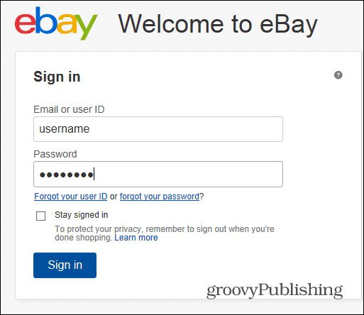„eBay“ slaptažodžio pakeitimas prisijungimas