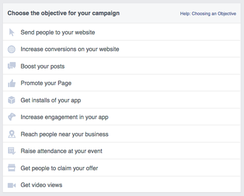 „facebook“ reklamos kampanijos tikslai