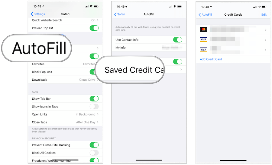 „iOS“ kreditinė kortelė