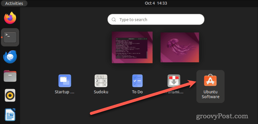 Spustelėkite Ubuntu programinė įranga
