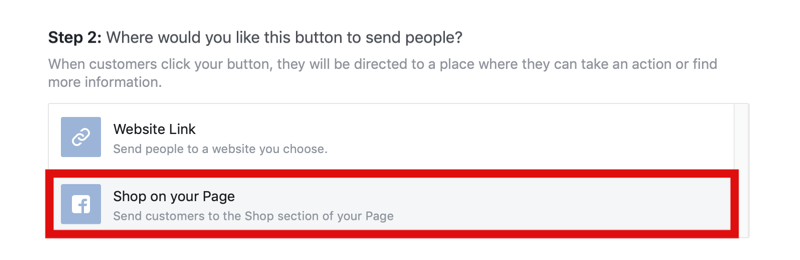 2 žingsnis, kaip pridėti mygtuką „Parduotuvė dabar“ prie „Instagram Shopping“ „Facebook“ puslapio