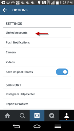 „Instagram“ susietos paskyros nustatymai