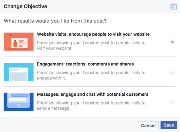 Objektyvūs patobulintų įrašų variantai yra pagrįsti jūsų „Facebook“ įraše naudojama laikmena.