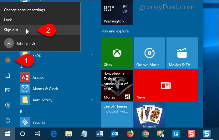 Atsijunkite nuo „Windows 10“