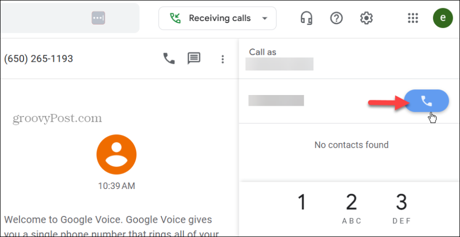 skambinti „Google Voice“.