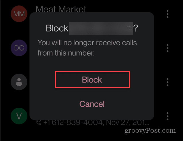 Blokuoti numerį „Android“.