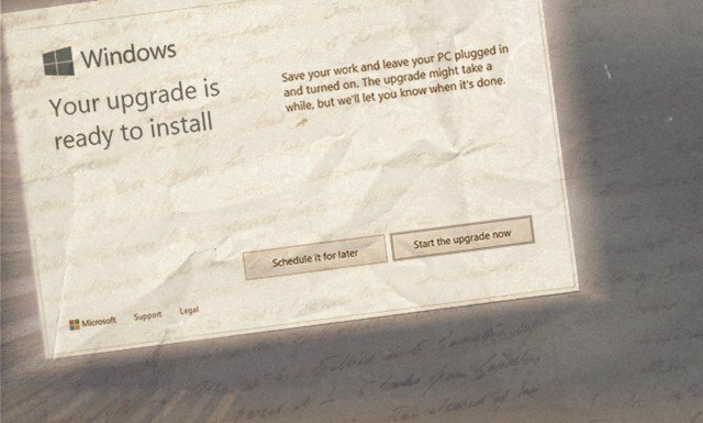 „Windows 10“ pranešimas apie parengtą atnaujinti versiją