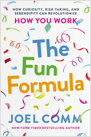 Joelio Commo „Fun Formula“ turi knygų viršelį su spalvingais konfeti ir baltu fonu.