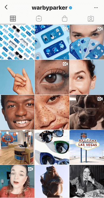 Warby Parker „Instagram“ verslo profilis