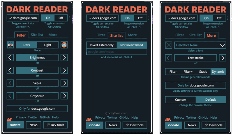 „Dark Reader“ priedas „Firefox“