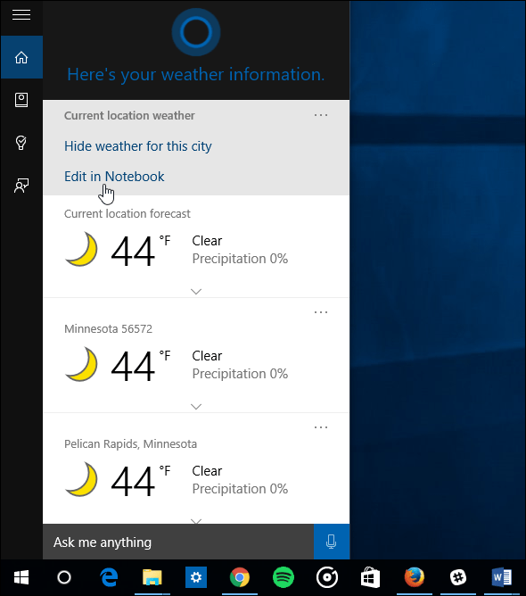 „Windows 10“ patarimas: „Cortana“ parodykite oro prognozę keliems miestams