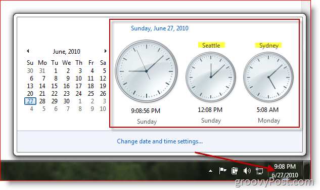 „Microsoft Windows 7“, rodanti papildomus laikrodžius skirtinguose laiko juostose